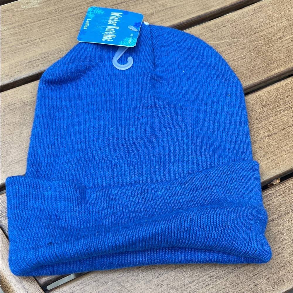 Blue Knit Beanie Hat. Women’s beanie.